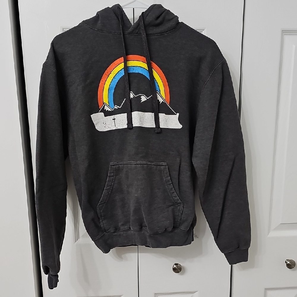 Charcoal Hoodie with Rainbow Graphic
